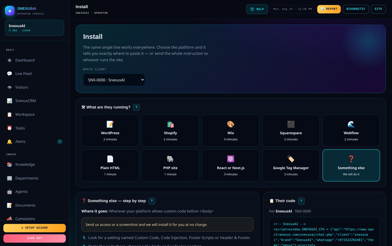 Install โ pick your platform and it tells you exactly where to paste